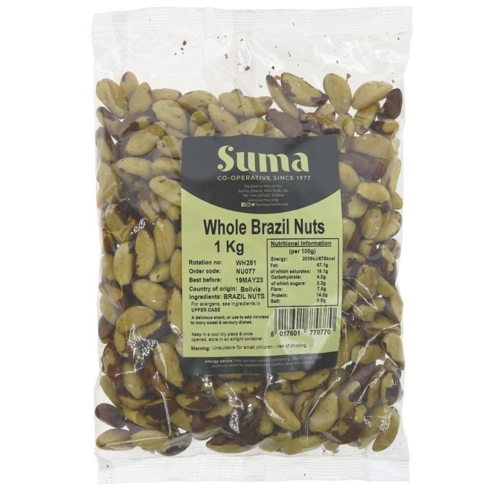 Suma Bagged Down Whole Brazil Nuts 1kg