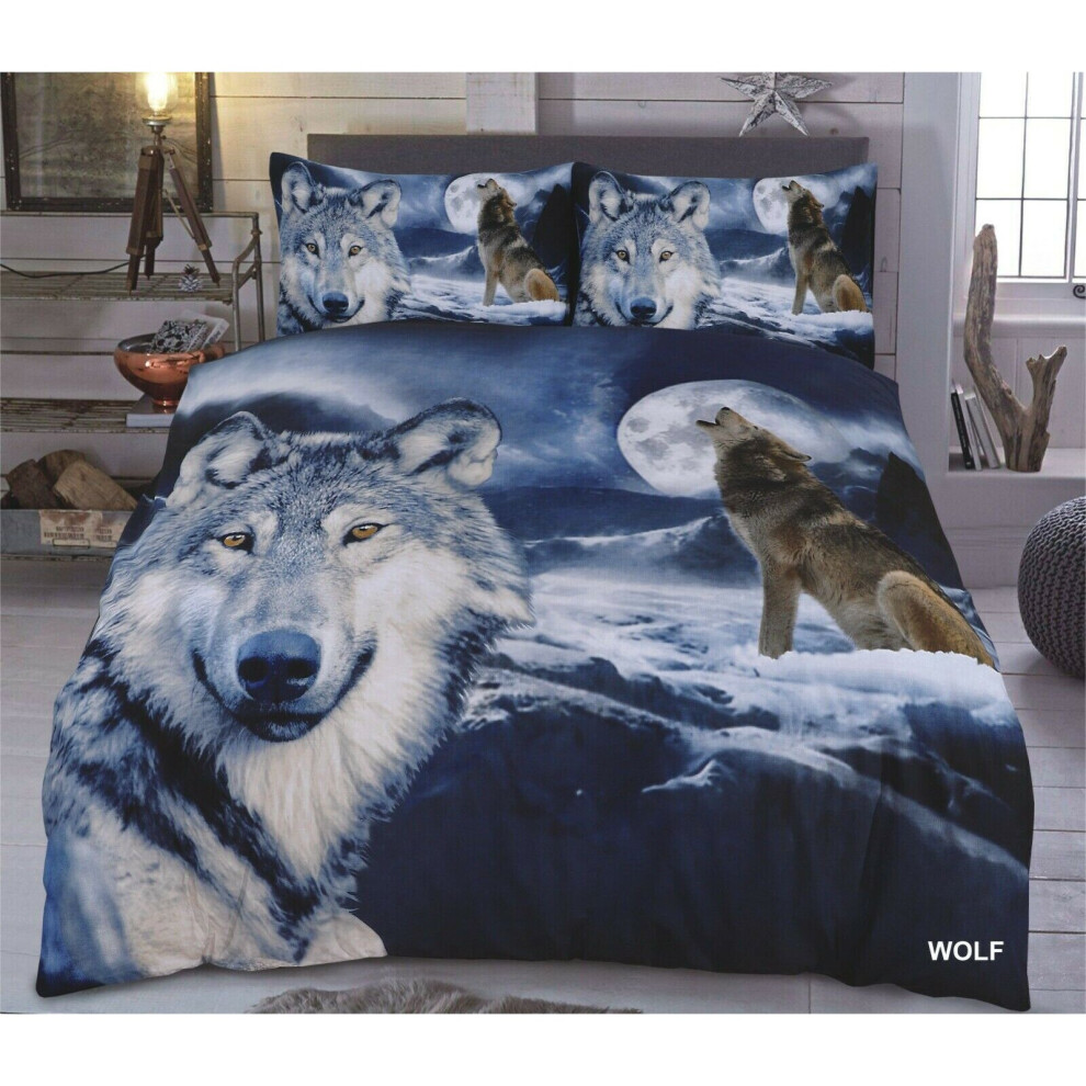 (3D Wolf, King) 3D Animal Print Bedding Quilt Cover Duvet Set