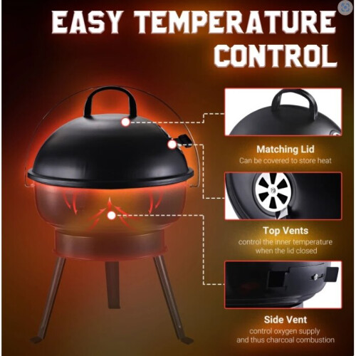 Metal Portable Charcoal Grill Black BBQ 2