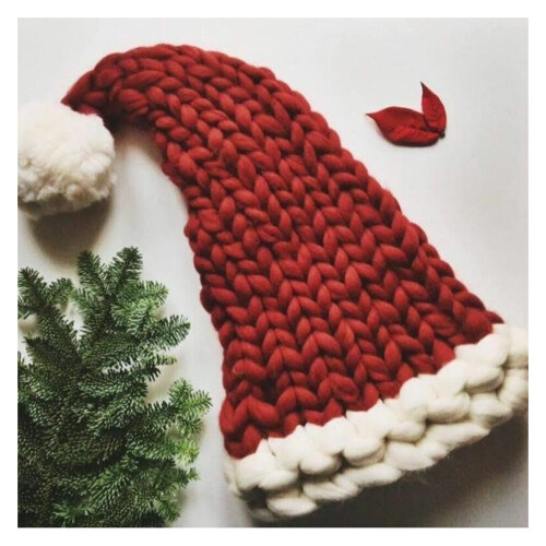 Knitted Thick Yarn Hat Long Tail Hat Christmas Santa Hat