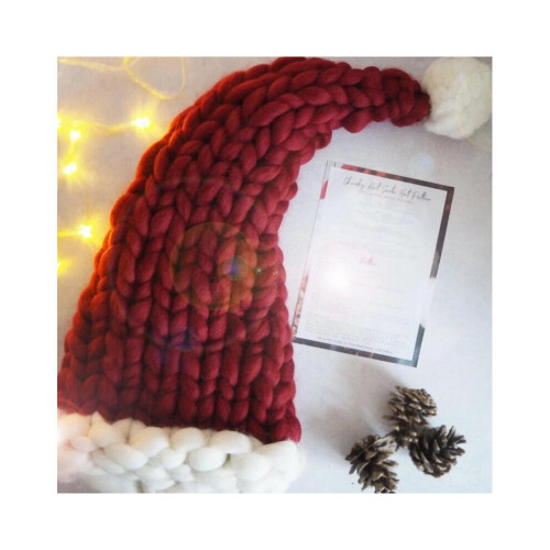 Knitted Thick Yarn Hat Long Tail Hat Christmas Santa Hat 1