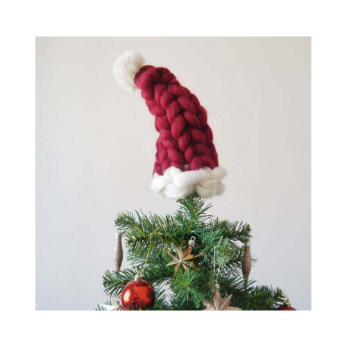 Knitted Thick Yarn Hat Long Tail Hat Christmas Santa Hat 2