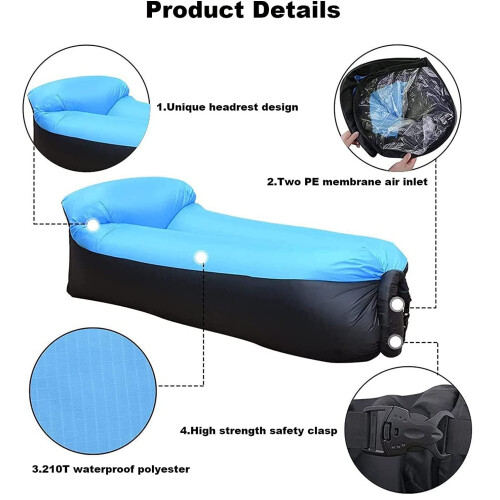 Inflatable Air Bed Lounger Couch Chair Sofa Bag Hangout Camping Beach ...