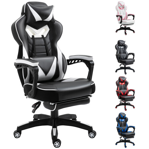 Vinsetto Gaming Chair Ergonomic Reclining Manual Footrest Wheels