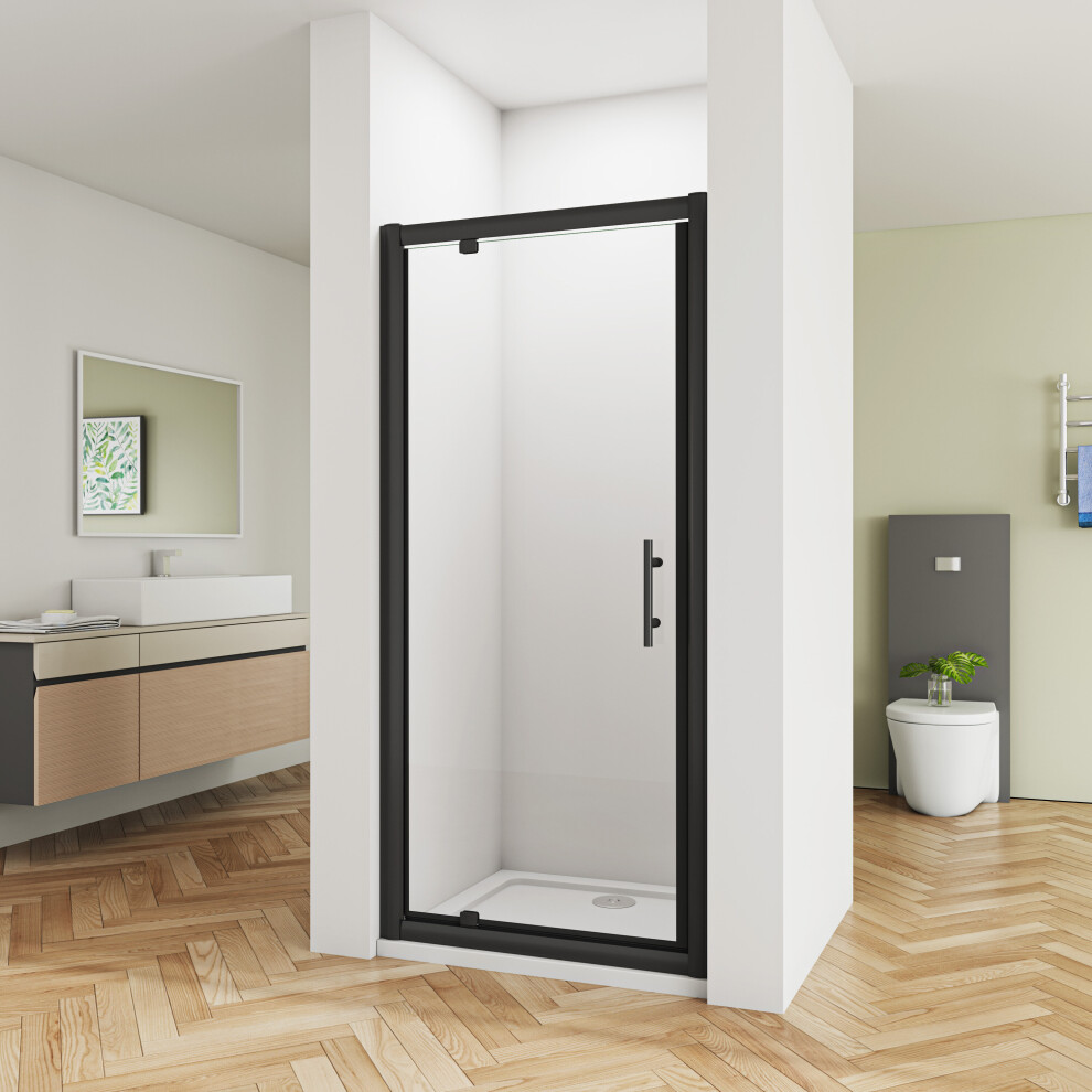 Matt Black 800x1850mm Pivot Shower Enclosure Door