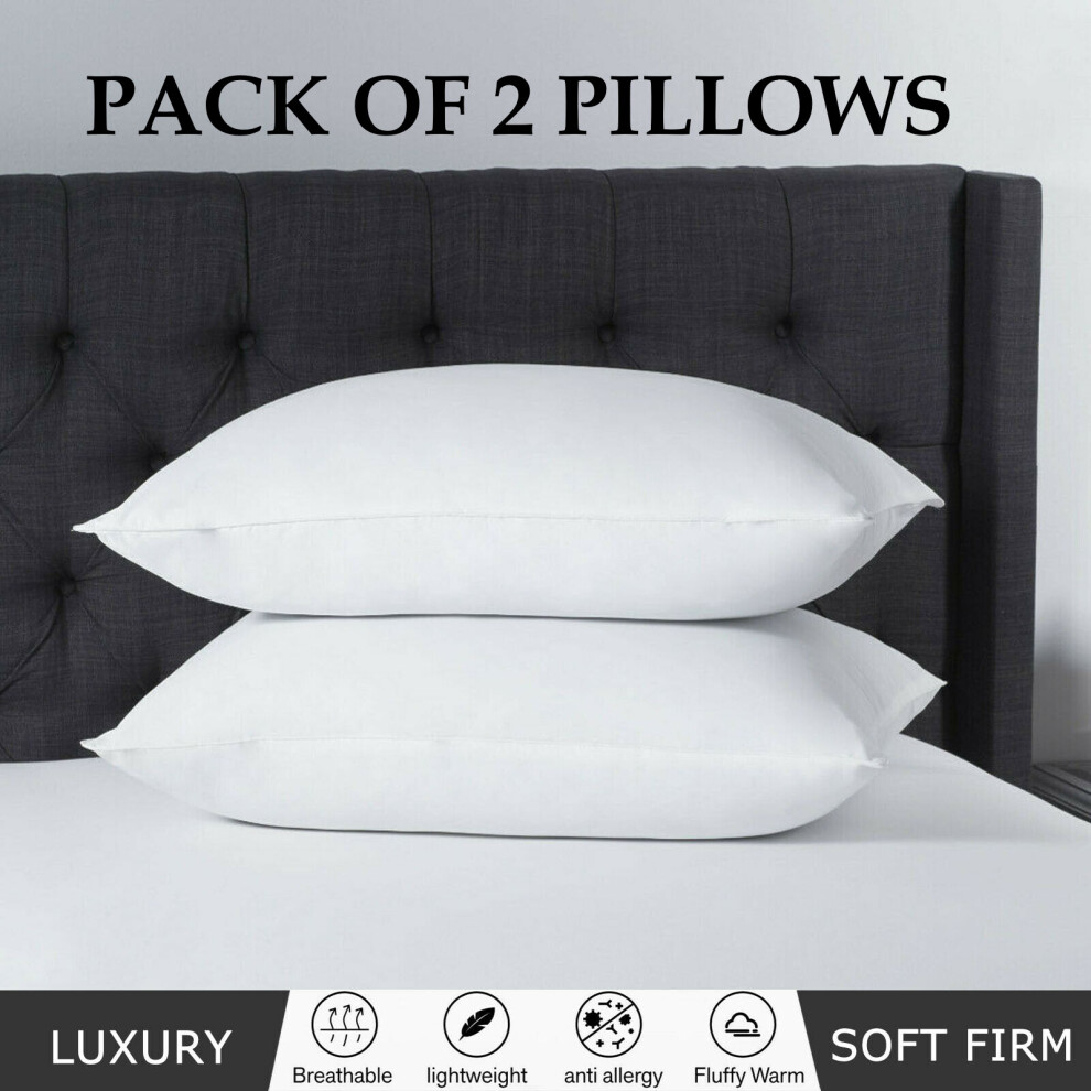 HOTEL QUALITY PILLOWS FIRM DELUXE PILLOW SET PACK OF 2
