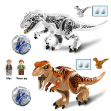2 st stora dinosauriefigurer – Indominus T-Rex byggklossar LEGO-leksaker