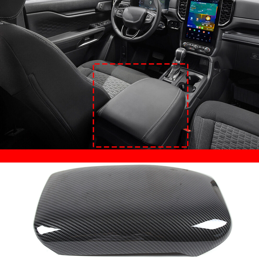 For Ford Ranger 2023 Accessories Carbon Fiber Look Center Console Armrest Box Cover Auto Parts 743340121164