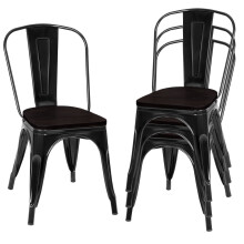 Set of 4 Dining Chair Stackable Bistro Chair Bar Stool w/High Backrest