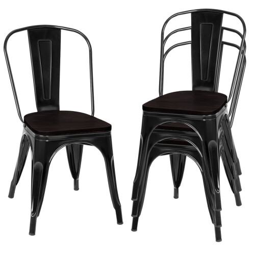 Casart Set of 4 Dining Chair Stackable Bistro Chair Bar Stool w/High Backrest