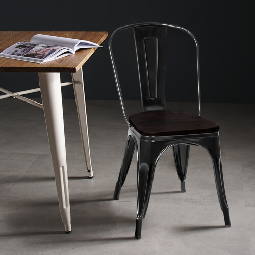 Casart Set of 4 Dining Chair Stackable Bistro Chair Bar Stool w/High Backrest 2