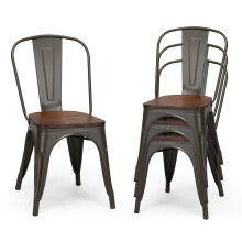Set of 4 Dining Chair Stackable Bistro Chair Bar Stool w/High Backrest