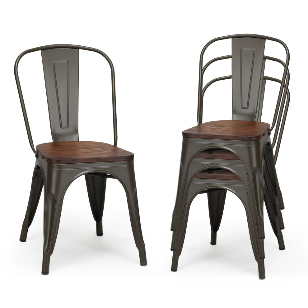 Casart Set Of 4 Dining Chair Stackable Bistro Chair Bar Stool W/High Backrest Not,Specified