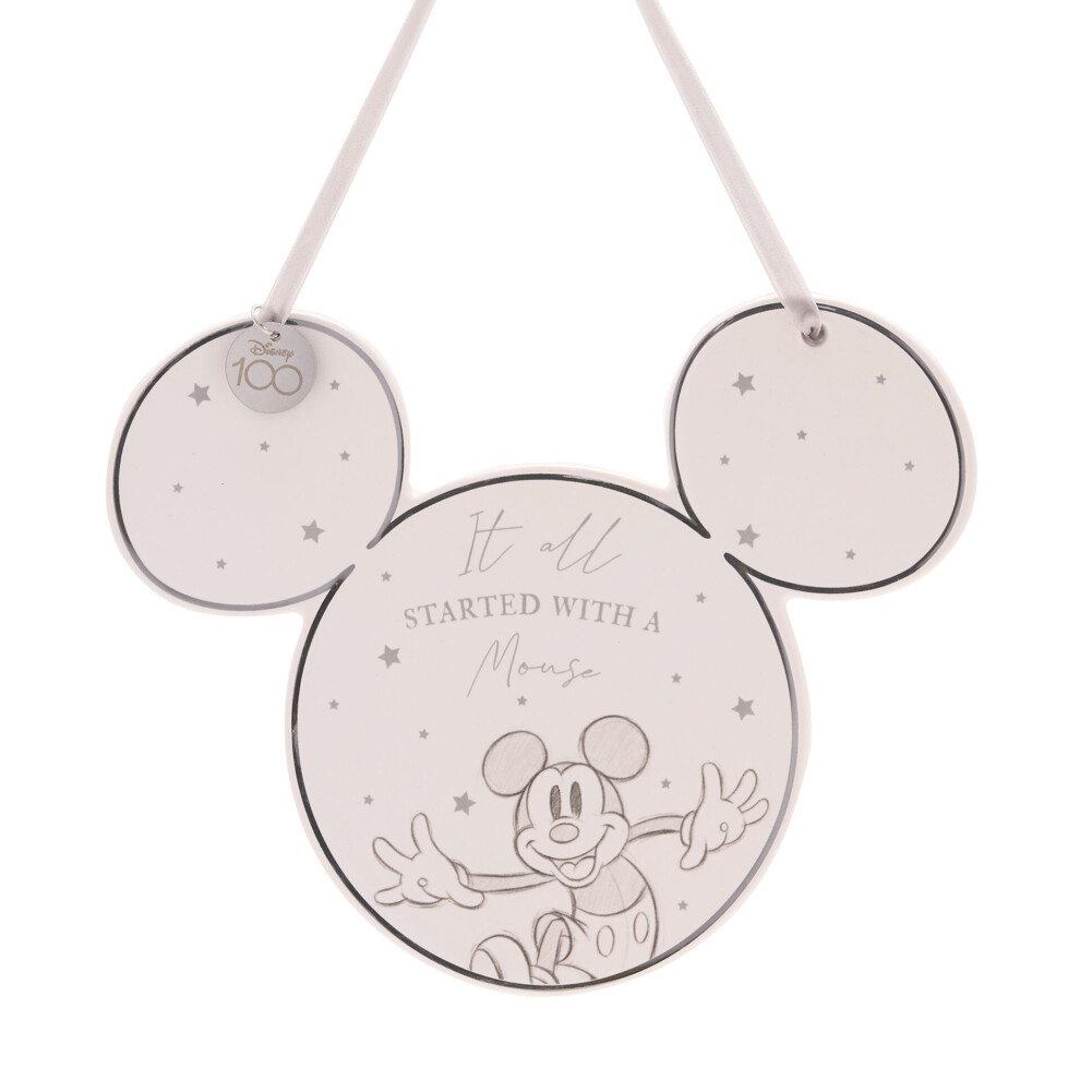 Disney 100 Mickey Mouse White Hanging Plaque Kid Rooms Home Decoration