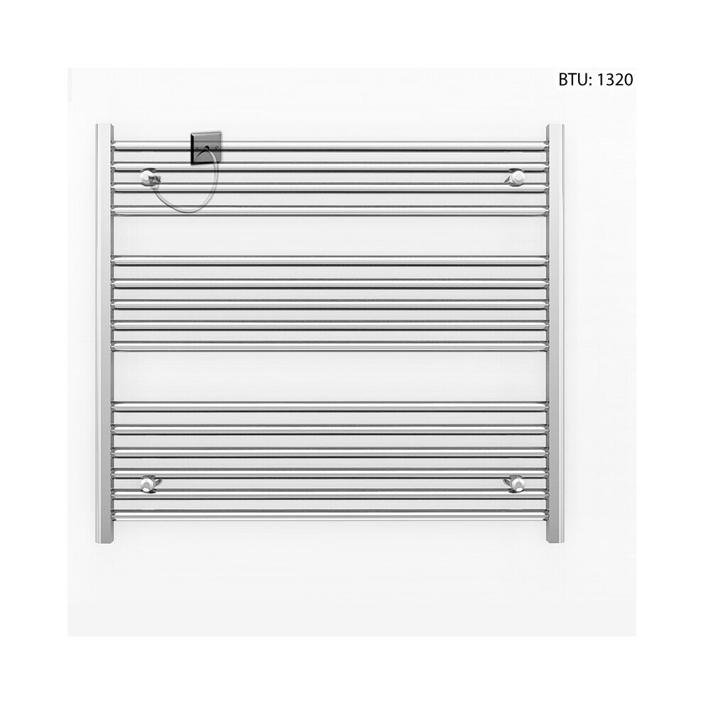 (900 x 800mm (BTU: 1,320)) Chrome Electric Bathroom Towel Rail Radiator