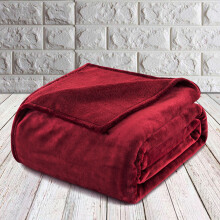 (Burgundy Red, Single: 130 cm x 150 cm) 310 GSM Blanket Fleece Single Double King Super King Size Bed Throw Sofa Mink Blanket