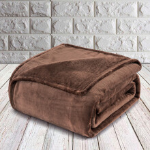 (Coffee Brown, Single: 130 cm x 150 cm) 310 GSM Blanket Fleece Single Double King Super King Size Bed Throw Sofa Mink Blanket