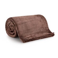 (Coffee Brown, Double: 150 cm x 200 cm) 310 GSM Blanket Fleece Single Double King Super King Size Bed Throw Sofa Mink Blanket