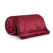 (Burgundy Red, Double: 150 cm x 200 cm) 310 GSM Blanket Fleece Single Double King Super King Size Bed Throw Sofa Mink Blanket