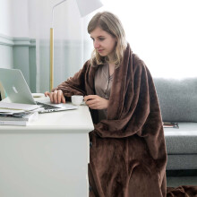 (Coffee Brown, King: 200 cm x 240 cm) 310 GSM Blanket Fleece Single Double King Super King Size Bed Throw Sofa Mink Blanket