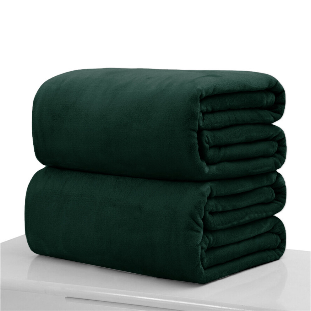 (Green, King: 200 cm x 240 cm) 310 GSM Blanket Fleece Single Double King Super King Size Bed Throw Sofa Mink Blanket