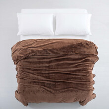 (Coffee Brown, Super King: 230 cm x 270 cm) 310 GSM Blanket Fleece Single Double King Super King Size Bed Throw Sofa Mink Blanket