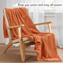 (Rust, King: 200 cm x 240 cm) 310 GSM Blanket Fleece Single Double King Super King Size Bed Throw Sofa Mink Blanket