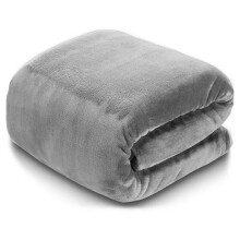 (Silver, Single: 130 cm x 150 cm) 310 GSM Blanket Fleece Single Double King Super King Size Bed Throw Sofa Mink Blanket