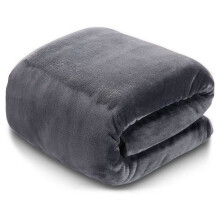 (Grey, Double: 150 cm x 200 cm) 310 GSM Blanket Fleece Single Double King Super King Size Bed Throw Sofa Mink Blanket