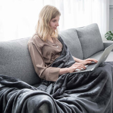 (Grey, King: 200 cm x 240 cm) 310 GSM Blanket Fleece Single Double King Super King Size Bed Throw Sofa Mink Blanket
