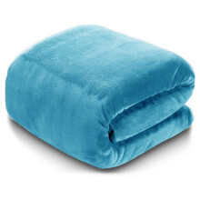 (Light Blue, Double: 150 cm x 200 cm) 310 GSM Blanket Fleece Single Double King Super King Size Bed Throw Sofa Mink Blanket