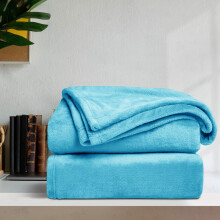 (Light Blue, Single: 130 cm x 150 cm) 310 GSM Blanket Fleece Single Double King Super King Size Bed Throw Sofa Mink Blanket