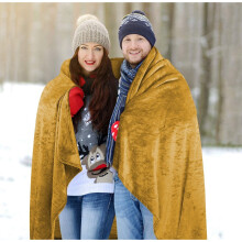 (Yellow Mustard, Super King: 230 cm x 270 cm) 310 GSM Blanket Fleece Single Double King Super King Size Bed Throw Sofa Mink Blanket