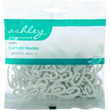 100 Pack White Plastic Curtain Hooks