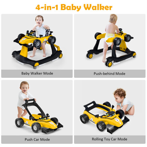 Casart Baby Walker 4-in-1 Foldable Push Walker with Adjustable Height & Speed 2