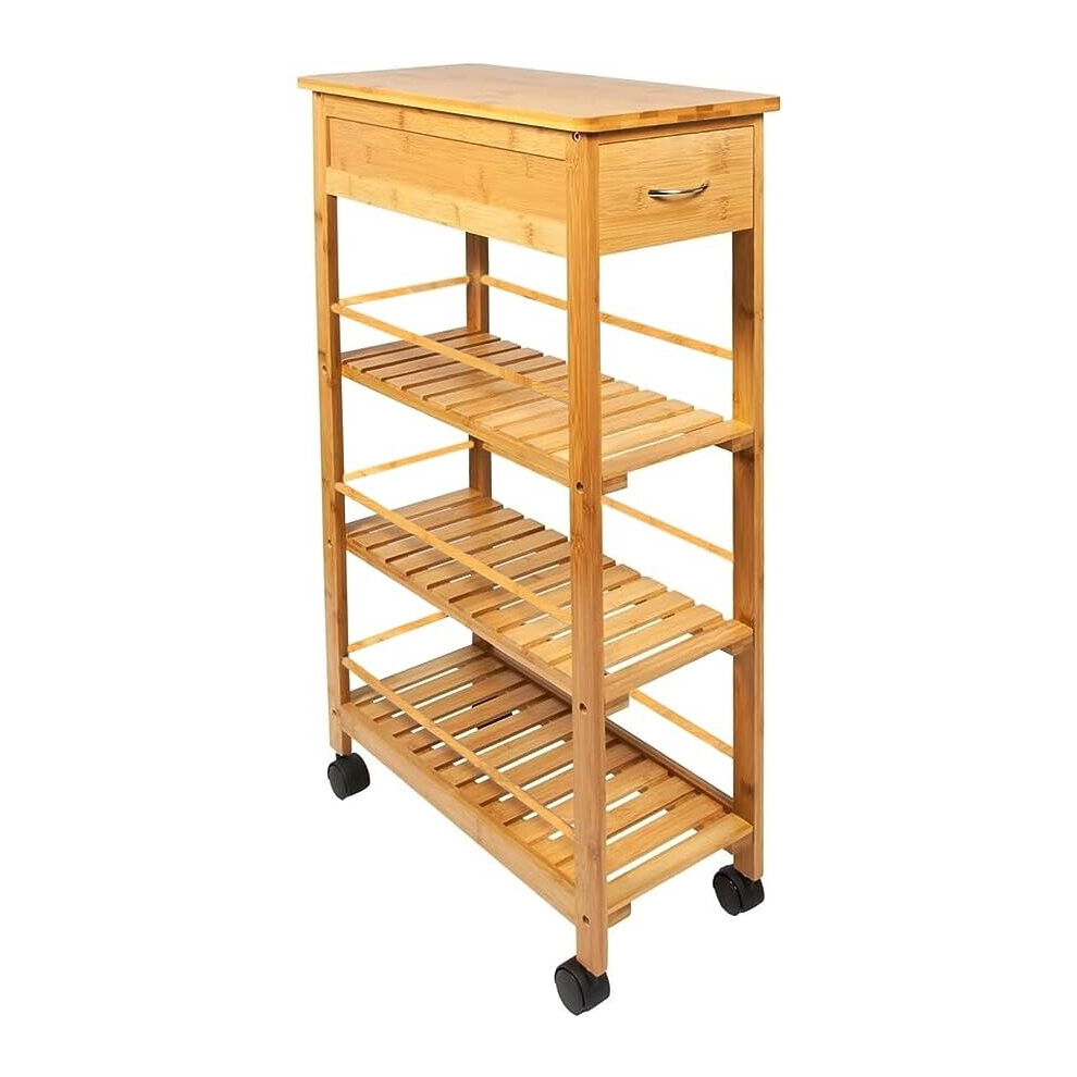 HOMION Kitchen Trolley with Drawer Slim Portable Space Saver Wood Organiser Island Storage Basket Cart