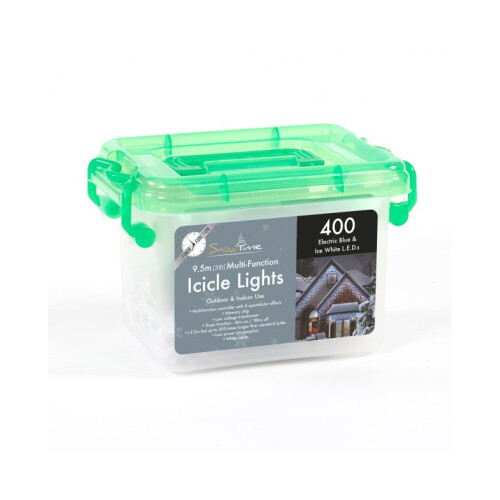 Snow Time 400 Blue/White LED Chasing Icicle Lights w/Timer