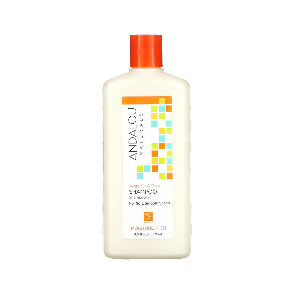Andalou Naturals, Shampoo, Moisture Rich, For Soft, Smooth Sheen, Argan Oil & Shea, 11.5 fl oz (340 ml)