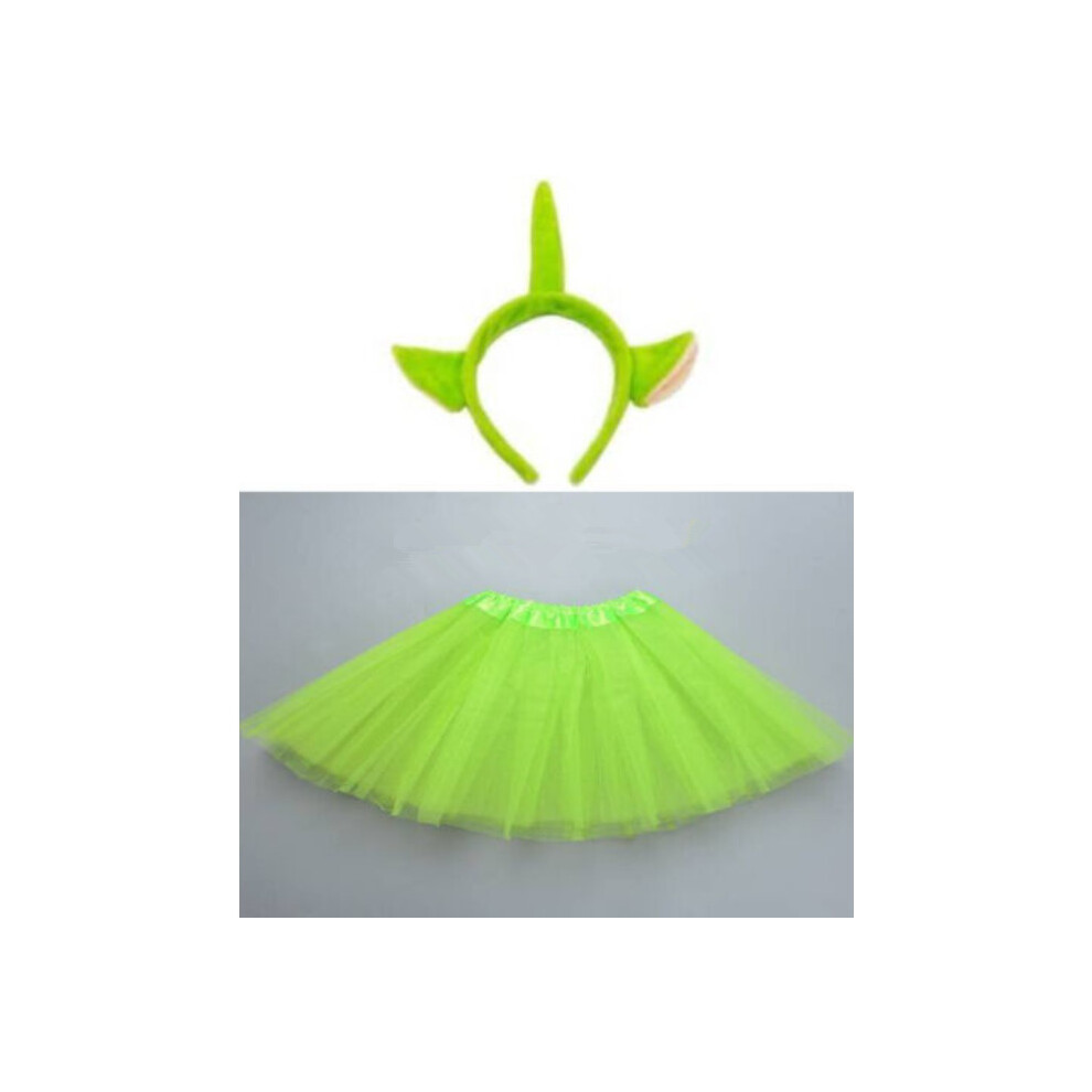Newjass (Adults, Green) Hot Girl Women Teletubbies Costume Set Laa Po Skirt Headband Fancy Dress Cosplay