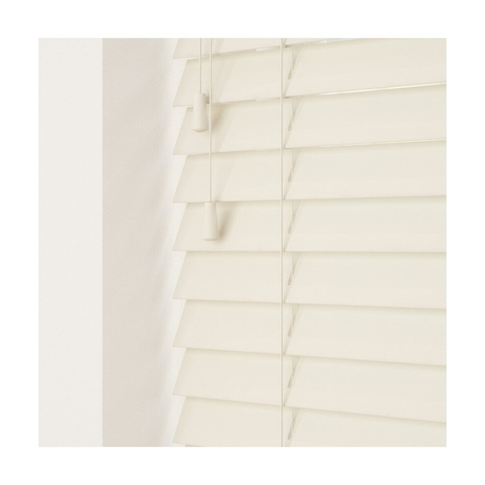Smooth Finish Faux Wood Venetian Blinds with Strings 130cm Drop 130cm Drop  x 140cm Misty White Smooth-image-OPC-PC5MRGM-NEW
