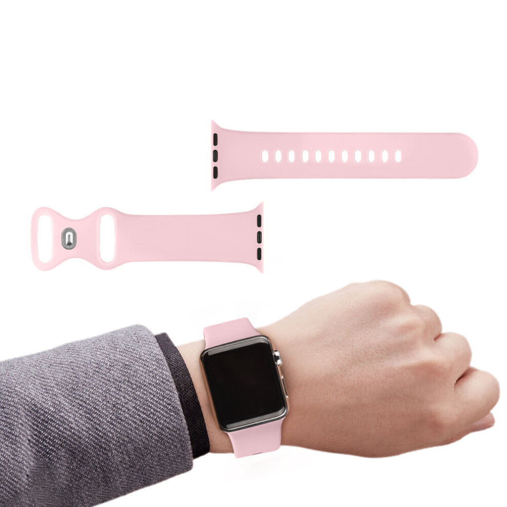 Photos - Watch Strap Silicone Bracelet Band For Apple 8 7 6 5 4 3 2 SE 42MM 38M Pink(Light PinkM, 38mm 40mm 41mm M)