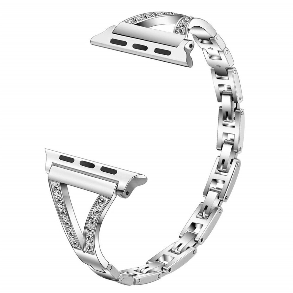 (SilverI, 41mm  I) Women Diamond Bracelet for Apple Watch Band Series 8 7 6 SE 5 4 3 Adju