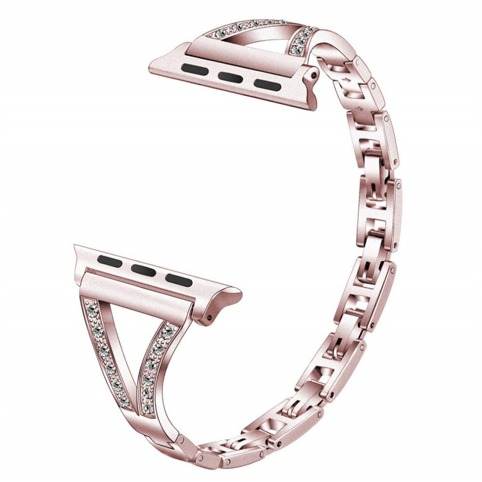 (Light Rose PinkN, 38mm  N) Women Diamond Bracelet for Apple Watch Band Series 8 7 6 SE 5 4 3 Adju