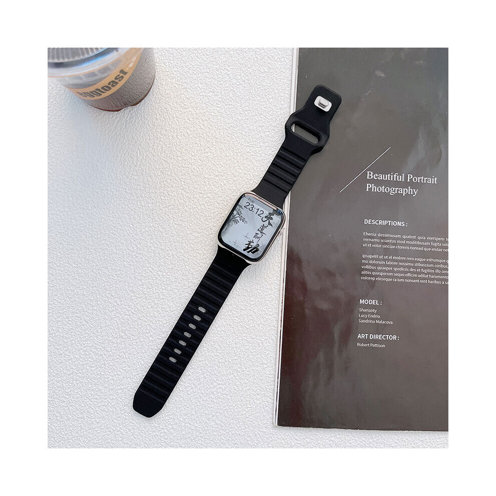 Ywei (Blackf, 38Mm 40Mm 41Mm F) Soft Silicone Sport Strap For Apple Watch Band Ultra 8 Se 7 Series 49M