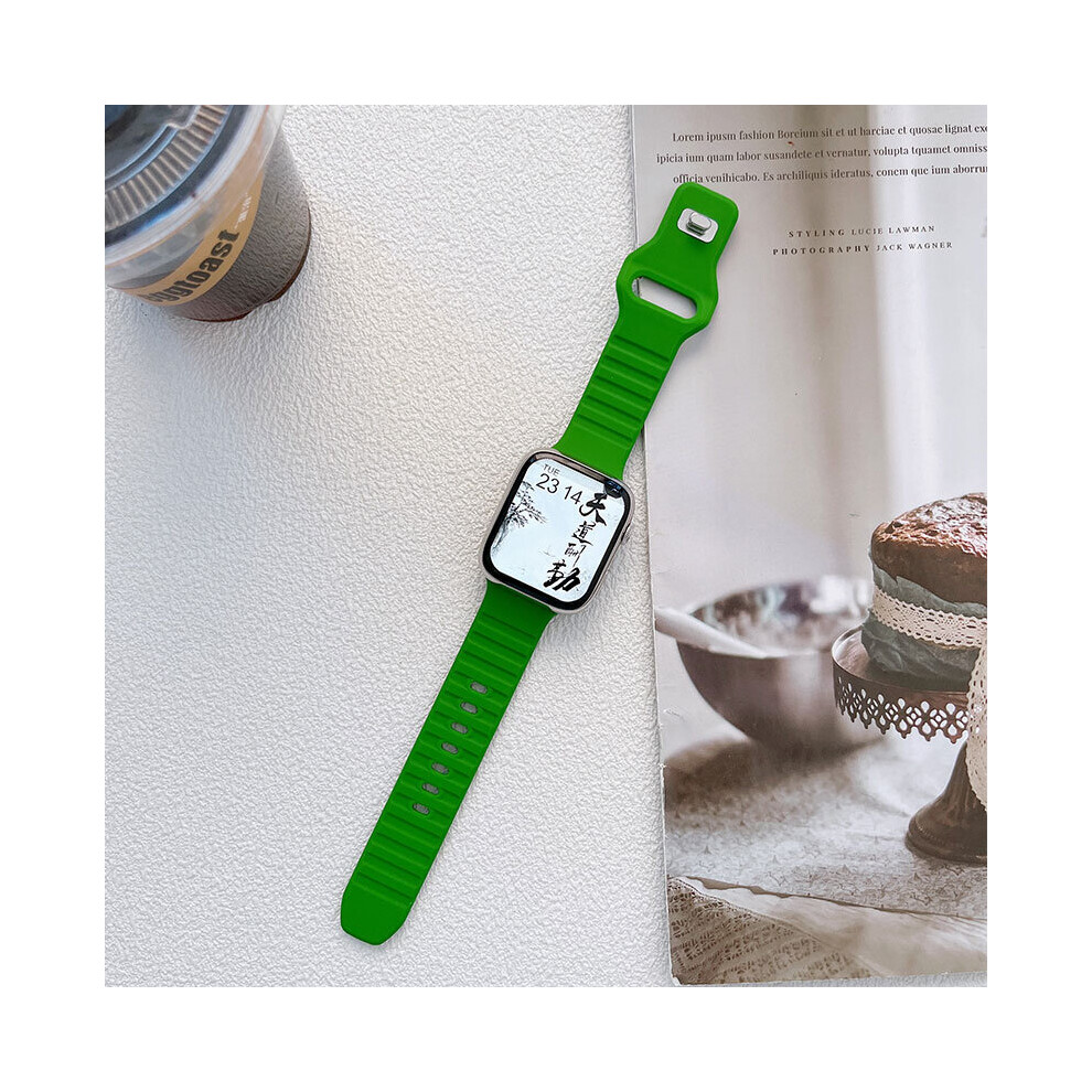 Ywei (Greenl, 38Mm 40Mm 41Mm L) Soft Silicone Sport Strap For Apple Watch Band Ultra 8 Se 7 Series 49M
