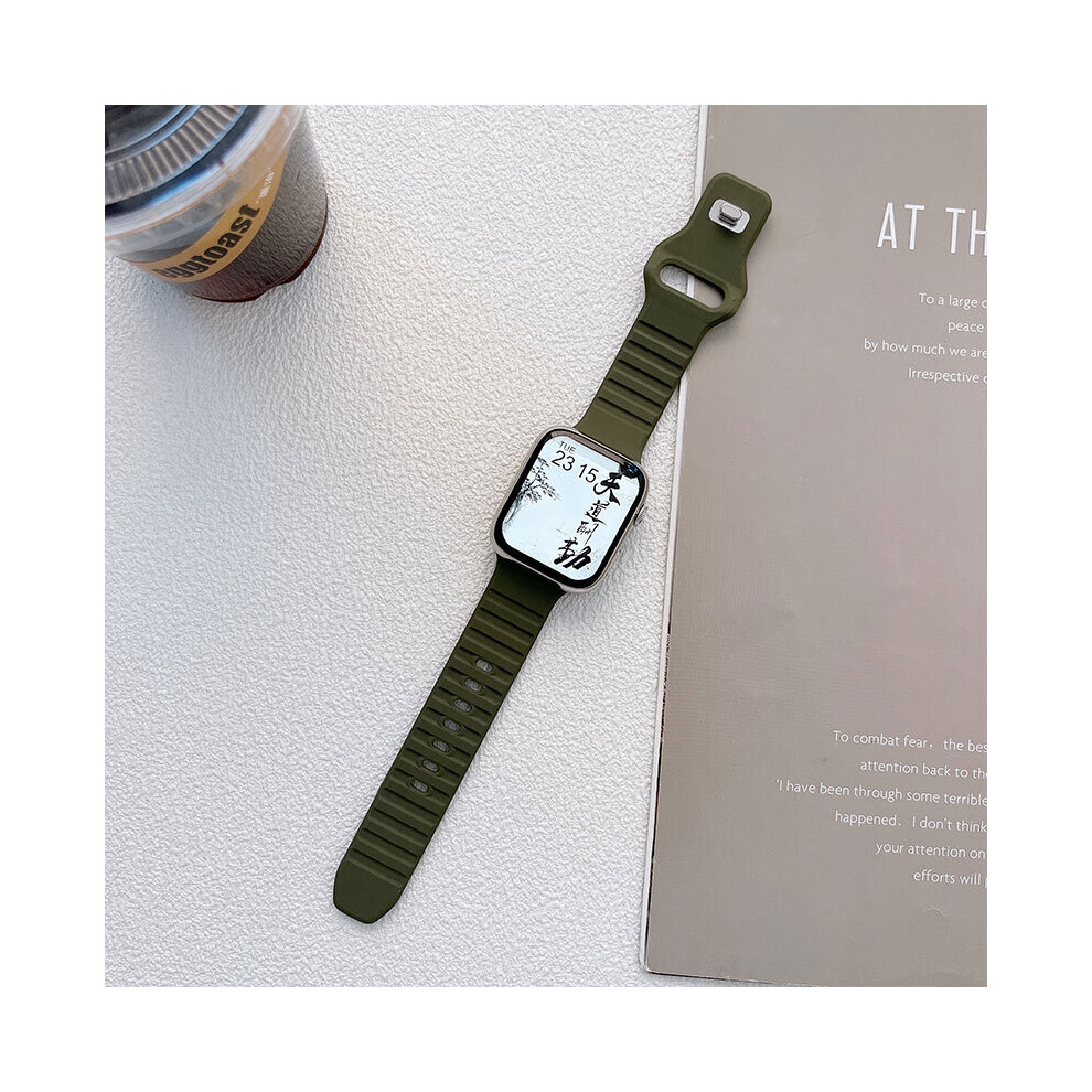 (Dark greenF, 42MM 44MM 45MM 49MM F) Soft Silicone Sport Strap For Apple Watch Band Ultra 8 SE 7 Series 49M