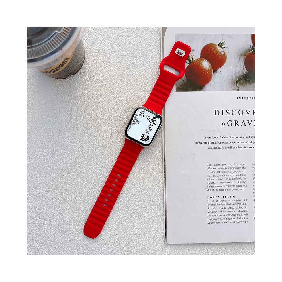 (RedI, 38MM 40MM 41MM I) Soft Silicone Sport Strap For Apple Watch Band Ultra 8 SE 7 Series 49M-image-OPC-PC5P8CY-NEW