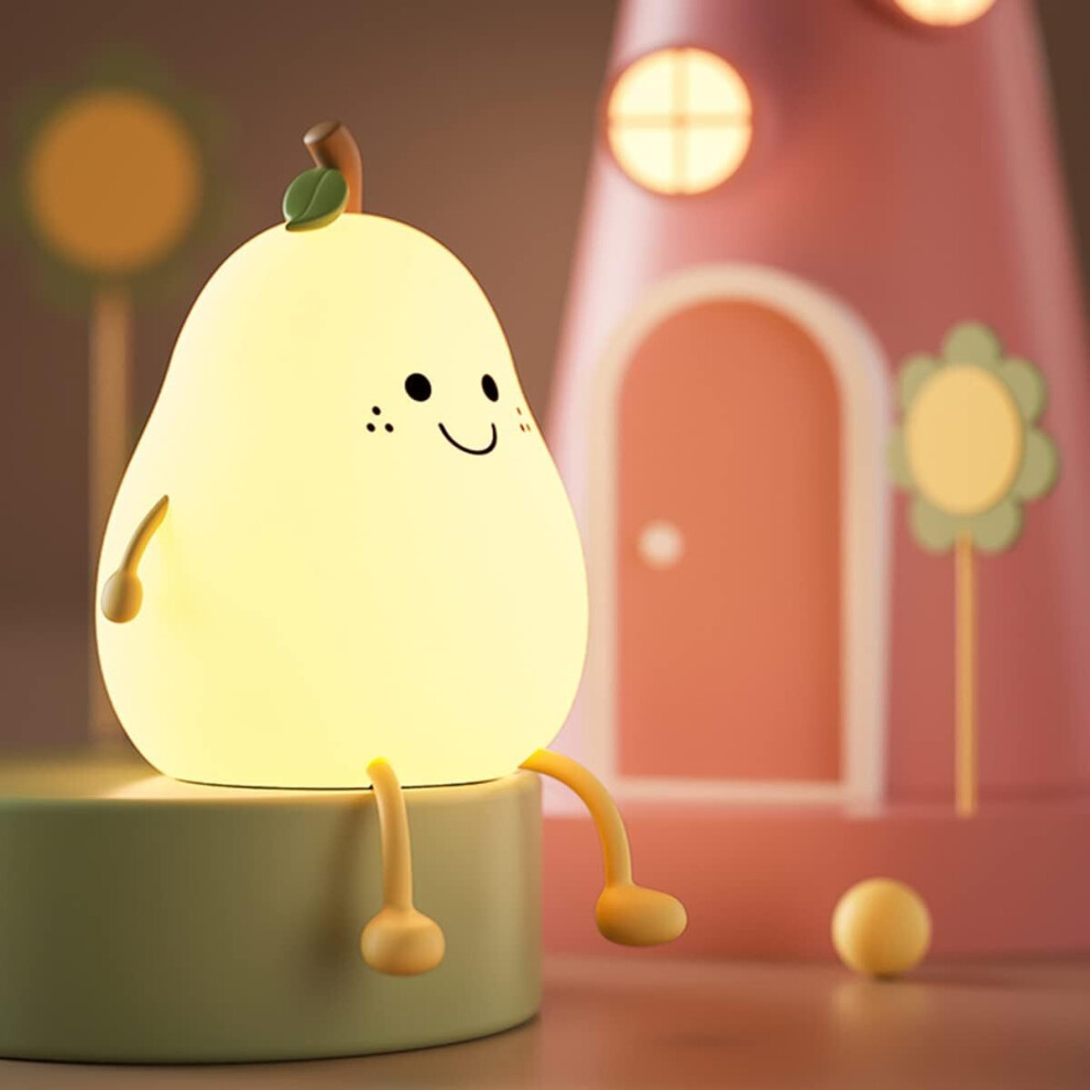 Night Light for Kids,Cute Silicone Nursery Pear Lamp for Baby and Toddler,Fruit NightLight for Boys and Girls,Squishy Night Lamp for Bedroom