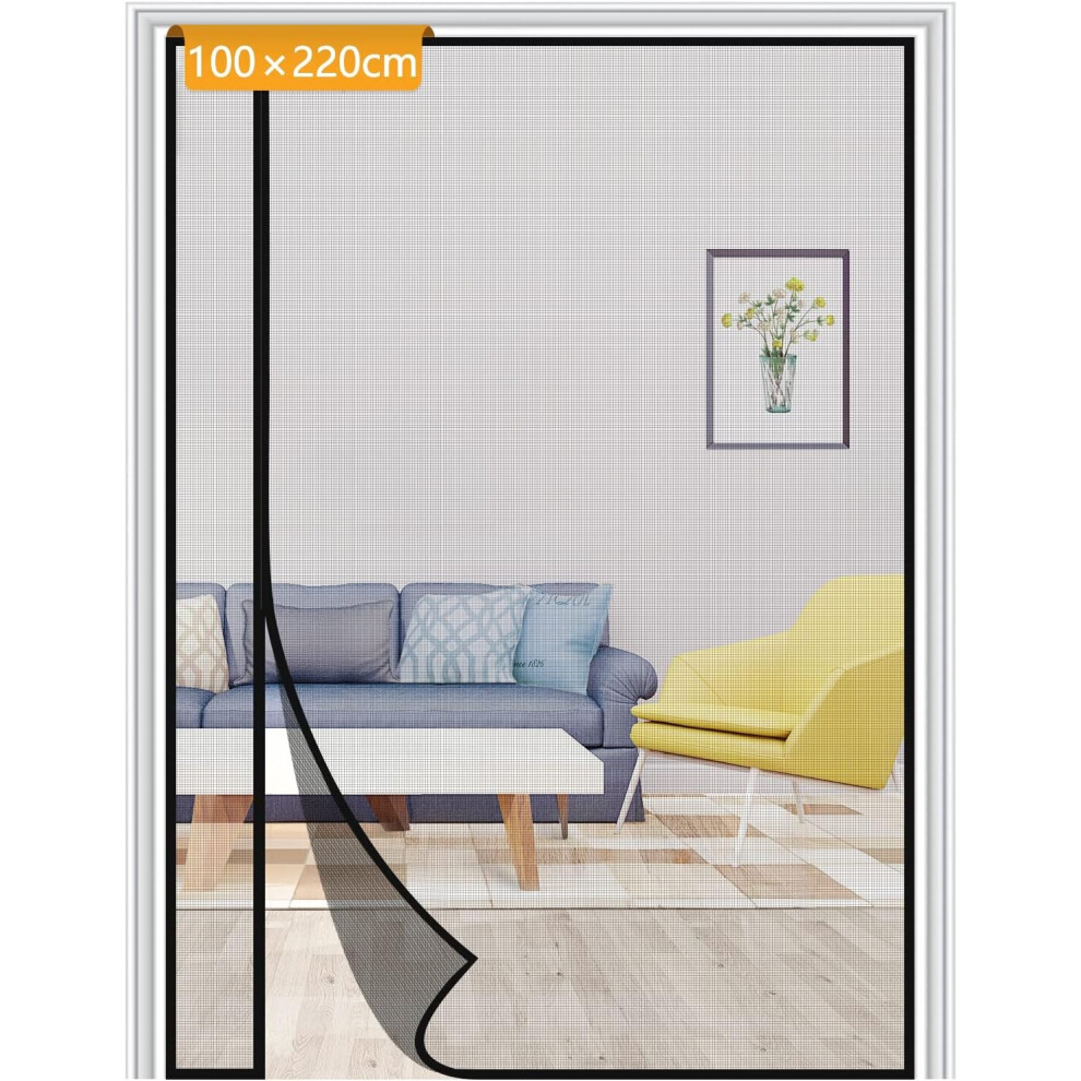 Mosquito Net Door With Magnetic Closure 100X220cm Reversible Side Opening Left And Right Ultra Fine Mesh Without Drilling Anti-Insects Black 7042558913398