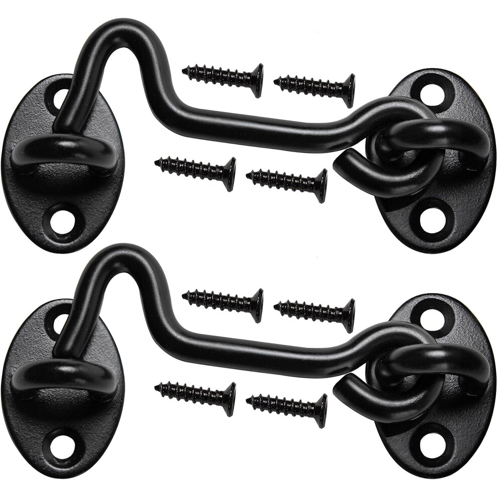 4" Barn Door Latch Door Lock Hardware, Sliding Door Lock Eye Hook Latch With Screws, Rust-Resistant Metal Gate Latch(2 Pack) 7042558908592